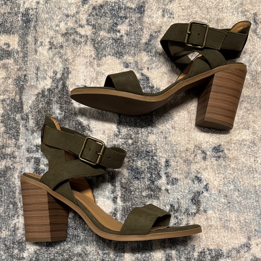 Soda Olive Block Heel Sandals